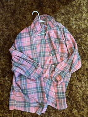 Pink Plaid Flannel Shirt - Casual Button-Up